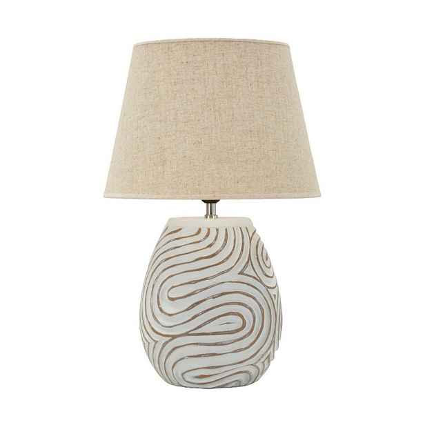 Krémová stolní lampa z polyresinu s textilním stínidlem (výška 55 cm) Oblix – Mauro Ferretti
