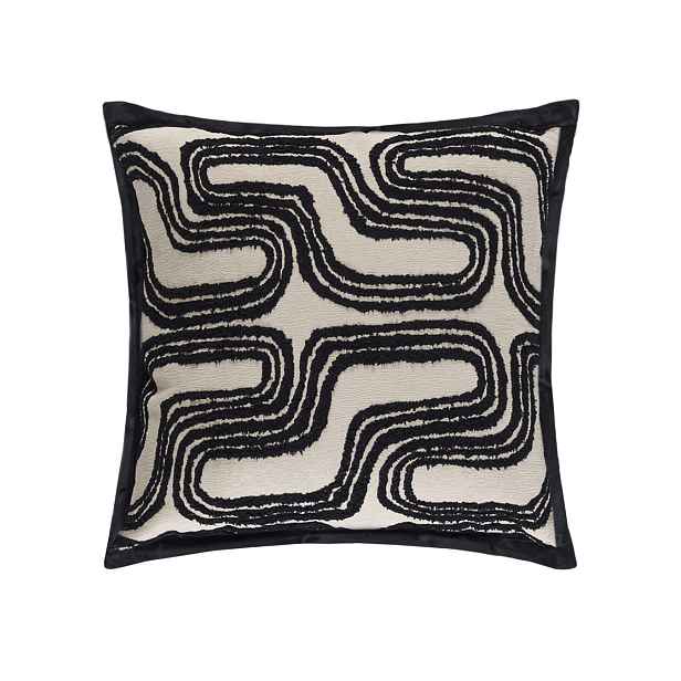Polštář černý 45x45 cm, čtvercový, geometrický, vhodný pro praní