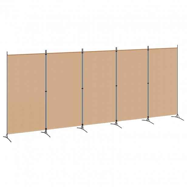 vidaXL 5-panelový paravan Béžová 433 x 180 cm Textil