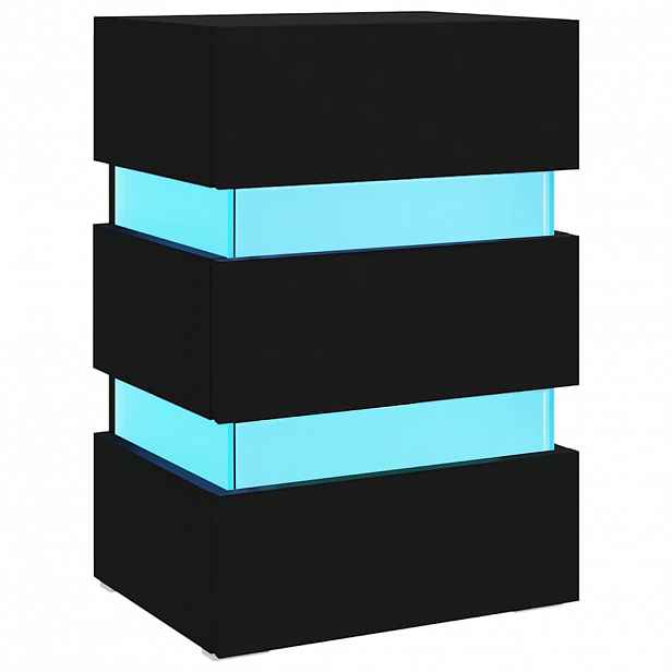 vidaXL Noční stolek s LED černý 45 x 35 x 67 cm kompozitní dřevo