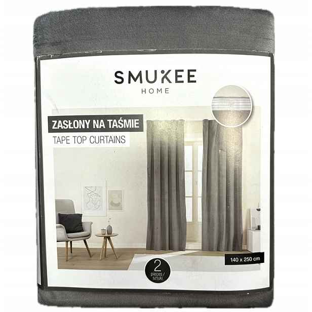 Smukee Velurové záclony na pásce Šedá 140 x 250 cm 2 kusy