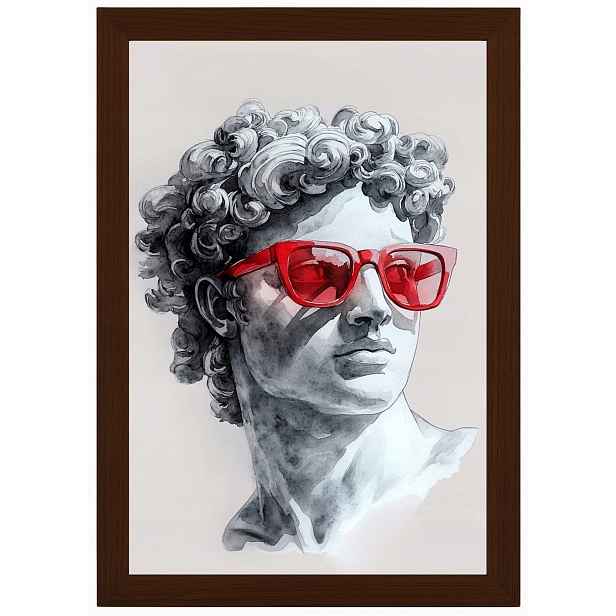Plakát Rámeček Dřevo Socha Poprsí Mramor Model Červený 40x60