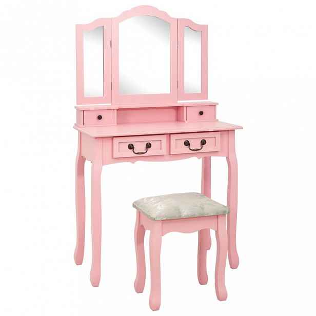 Toaletní stolek s taburetem Růžová
