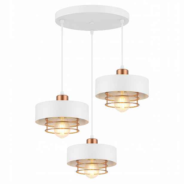 Stropní Svítidlo Stropní Svítidlo Led Závěsný lustr Loft Bílá Měděná 3xE27