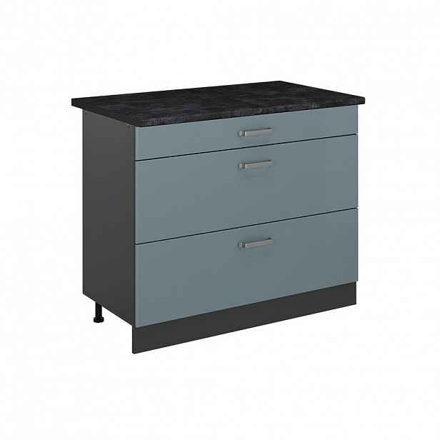 Vicco SPODNÍ SKŘÍŇKA KUCHYŇSKÉ LINKY R-Line, Modrošedá/Antracit, 100 cm pracovná doska antracitová