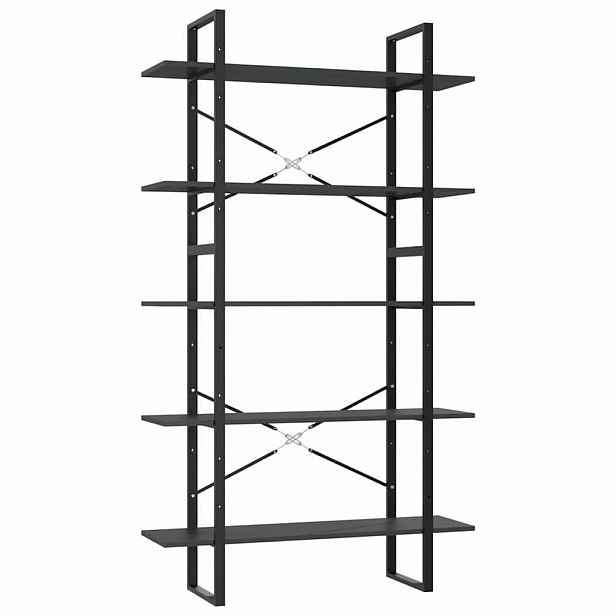 vidaXL Knihovna s 5 policemi šedá 100 x 30 x 175 cm borové dřevo