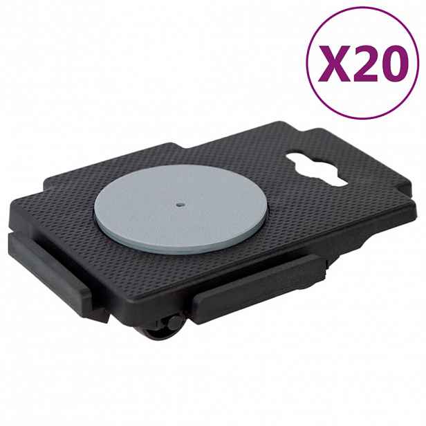 vidaXL Stěhovací vozíky s 8 kolečky 20 ks černé polypropylen 150 kg