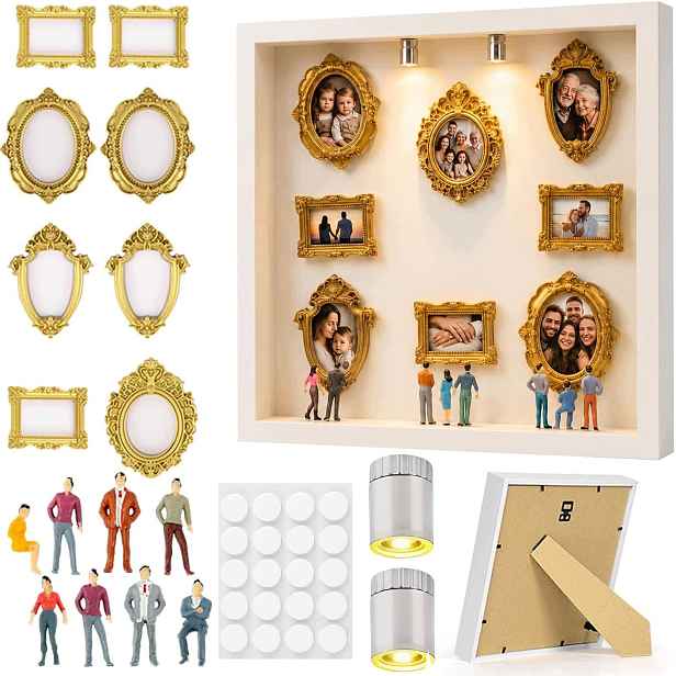 Rámeček na fotografie s Led světly Mini Multi Foto Galerie Koláž Diy Bílá