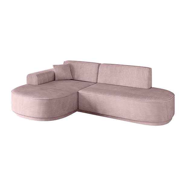 ALTDECOR ROHOVÁ SEDAČKA s otomanem, levá MARI-L1-v3 243x171x83 Růžová Manšestr
