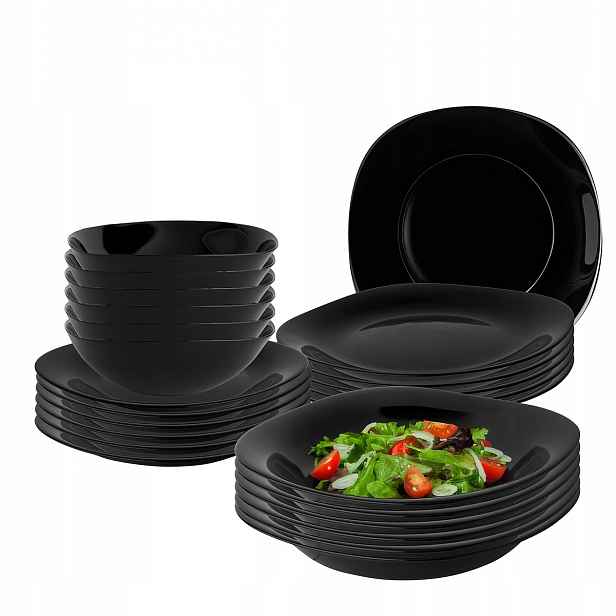 Jídelní servis – talíře misky Altom Design Black Harmony pro 6 osob 24 ks