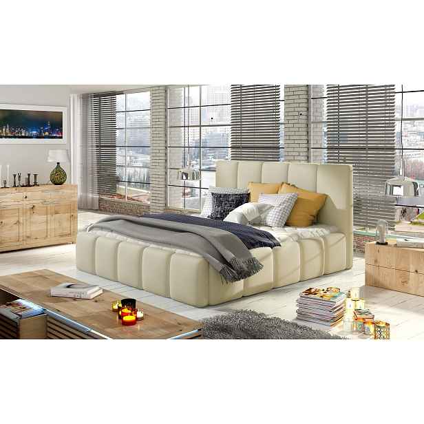 Moderní postel Begie 140x200, béžová eko kůže Soft HELCEL