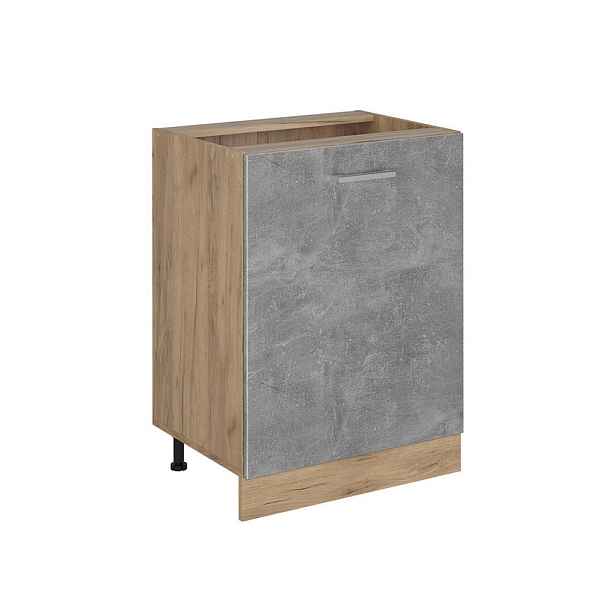 Vicco SPODNÍ SKŘÍŇKA KUCHYŇSKÉ LINKY R-Line, Beton/Zlatý mocný dub, 60 cm s 1 dveřmi bez pracovní desky