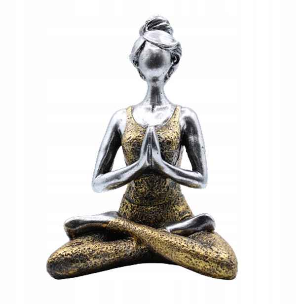 Figurka ženy 24 cm – jóga – stříbrná a zlatá