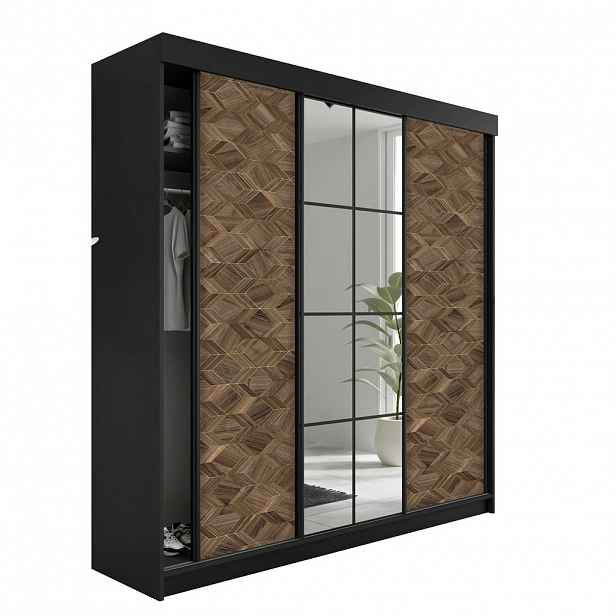Kier Furniture ŠATNÍ SKŘÍŇ s posuvnými dveřmi LAMARO - 250x205x59cm - Černá & Art Deco
