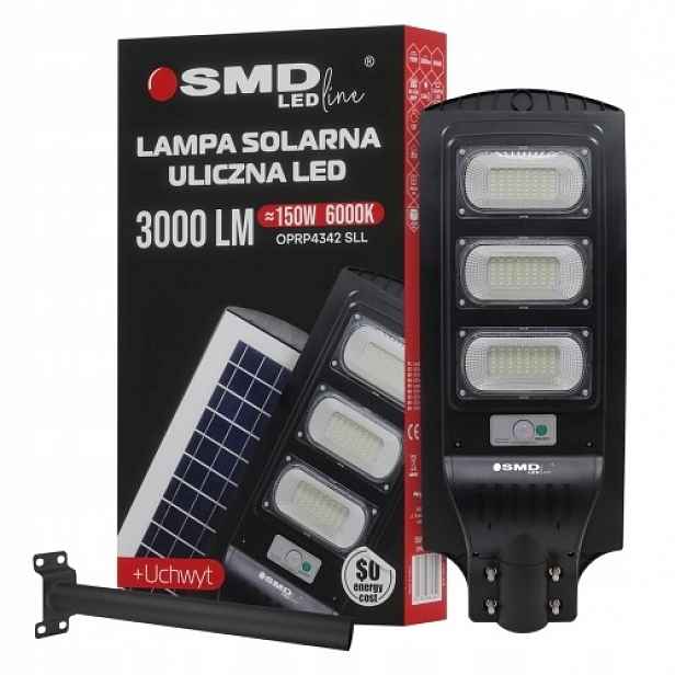 Led Pouliční Lampa Solární 150W 12.6AH 6000K 3000LM Držák
