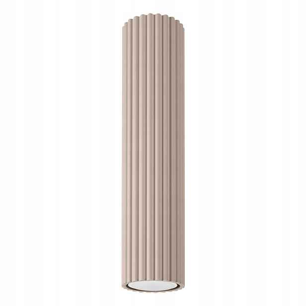 Sollux stropní spot taupe kulatý vroubkovaný tubus 30 cm 1xGU10 10W Karbon