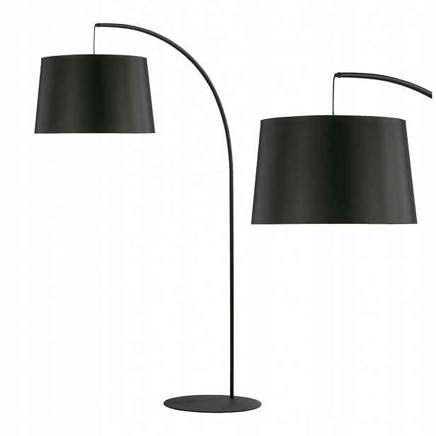 Stojací Lampa Černá Hang Klasika Kov Látkový Abažur 200 cm Tk Lighting