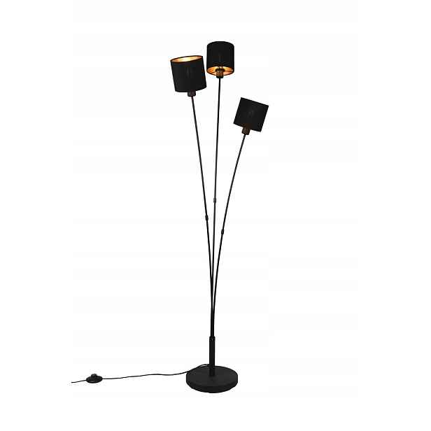 Stojací podlahová lampa s regulací černo-zlatá Rl