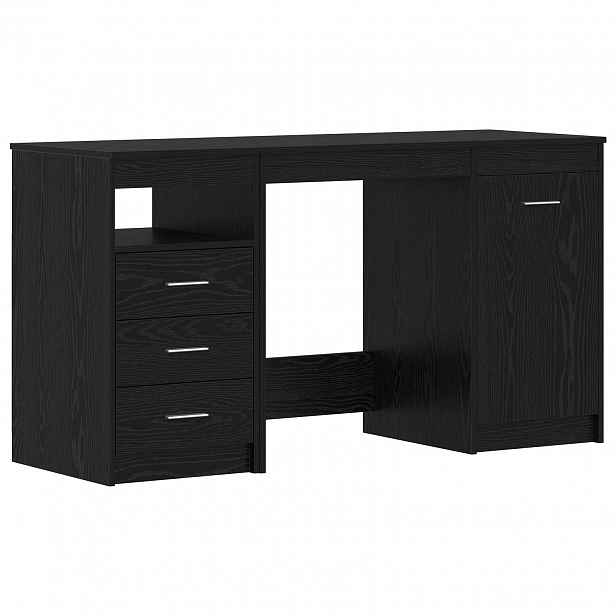 vidaXL Stůl s policí 2 ks Černý dub 140 x 50 x 76 cm Kompozitní dřevo