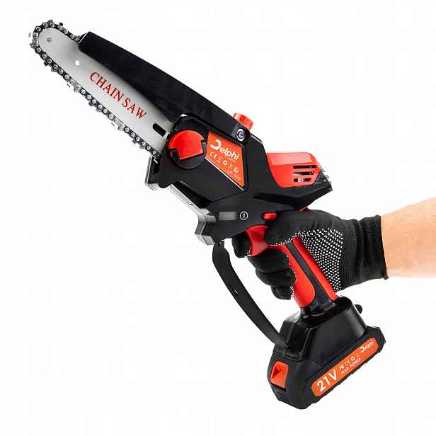 Bezuhlíková Akumulátorová Řetězová Pila 6" 2xAKU 21V Pilka Na Větve