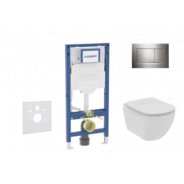 Geberit Duofix - Set předstěnové instalace, klozetu Tesi a sedátka softclose, tlačítko Sigma20, lesklý chrom/matný chrom SANI11CD1113