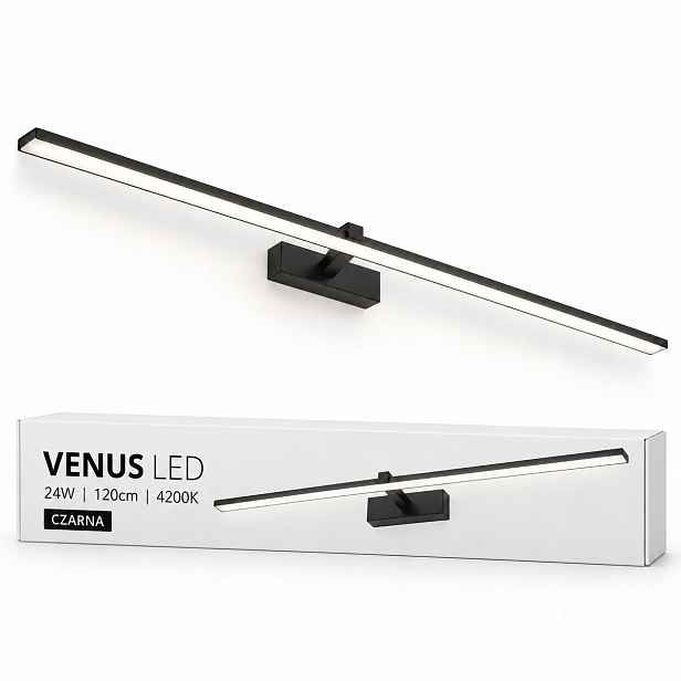 Venus Led koupelnové nástěnné svítidlo 24W 120 cm černé nad zrcadlo 4200K IP44