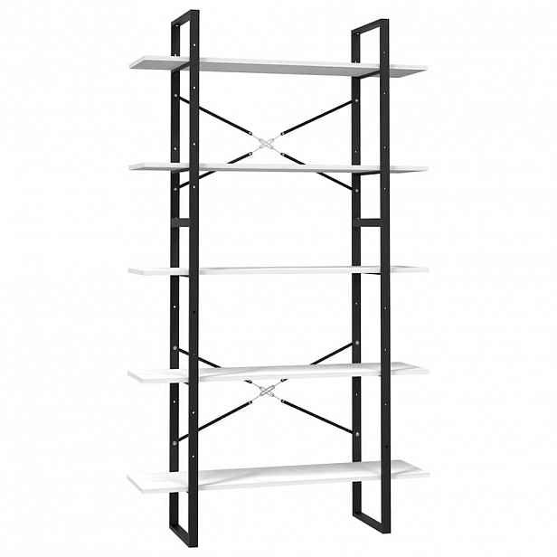 vidaXL Knihovna s 5 policemi bílá 100 x 30 x 175 cm borové dřevo