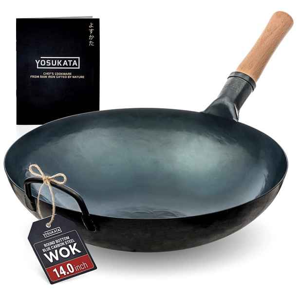 Yosukata Pánev Wok 36 cm ocel Modrý plyn Bbq kulaté dno