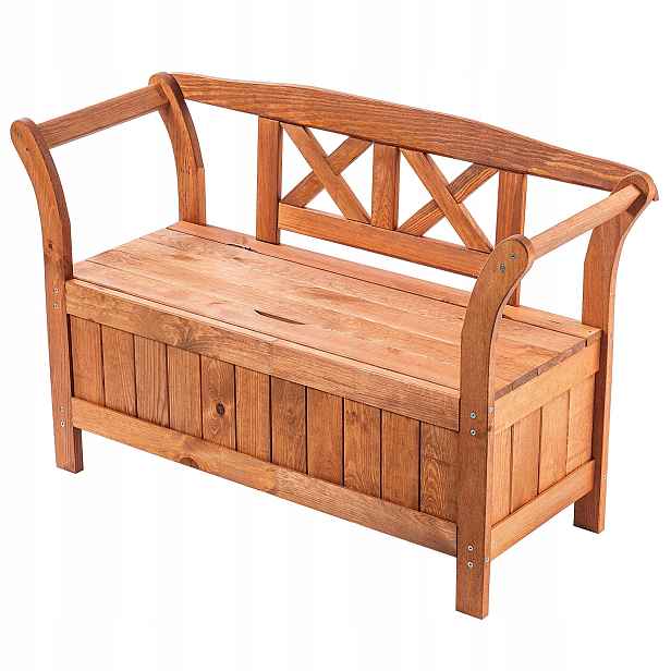 Zahradní Dřevěná Parková Lavička S Opěradlem 119 CM Na Terasu S Truhlou Dub