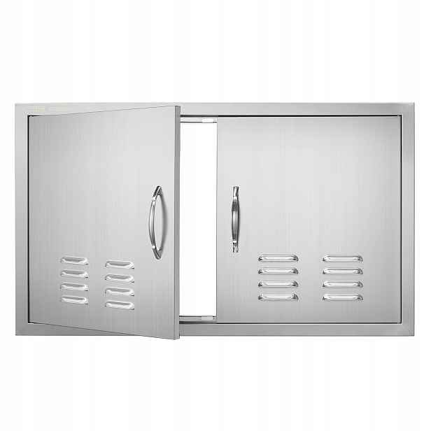 Dveře do grilu 914x534 Dvojité Nerezová Ocel Držáky Ventilace Kuchyně