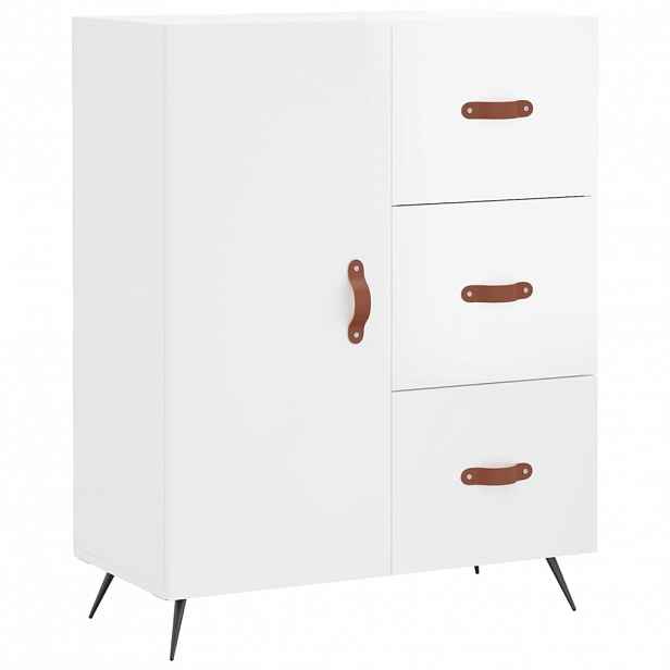 vidaXL Příborník bílý s vysokým leskem 69,5x34x90 cm kompozitní dřevo