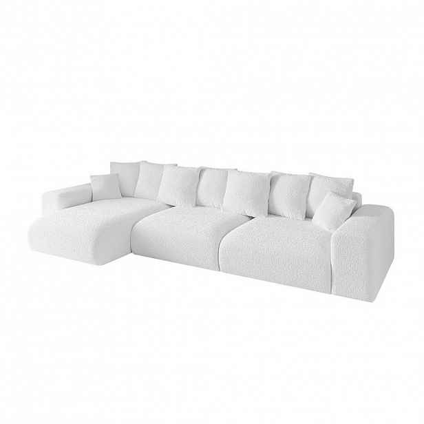 ALTDECOR ROHOVÁ SEDACÍ SOUPRAVA s otomanem vlevo ESKAR-L2 364x176x72 bílá buklé