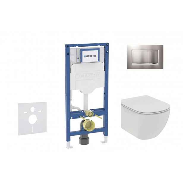 Geberit Duofix - Set předstěnové instalace, klozetu Tesi a sedátka softclose, tlačítko Sigma20, matný chrom/chrom SANI11CD2114