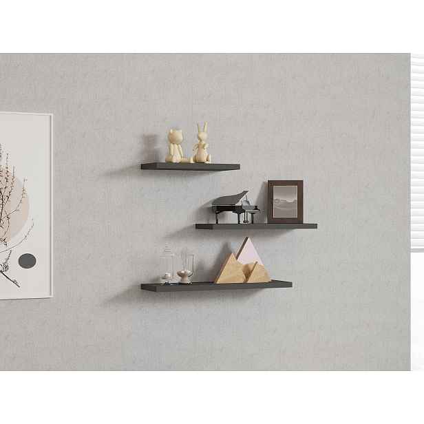 Kalune Design Sada 3 ks nástěnných polic LEILA antracitová