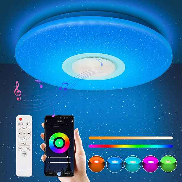 Stropní Svítidlo Rgb S Reproduktorem Bluetooth Led 60W S Dálkovým Ovládáním, Aplikace App