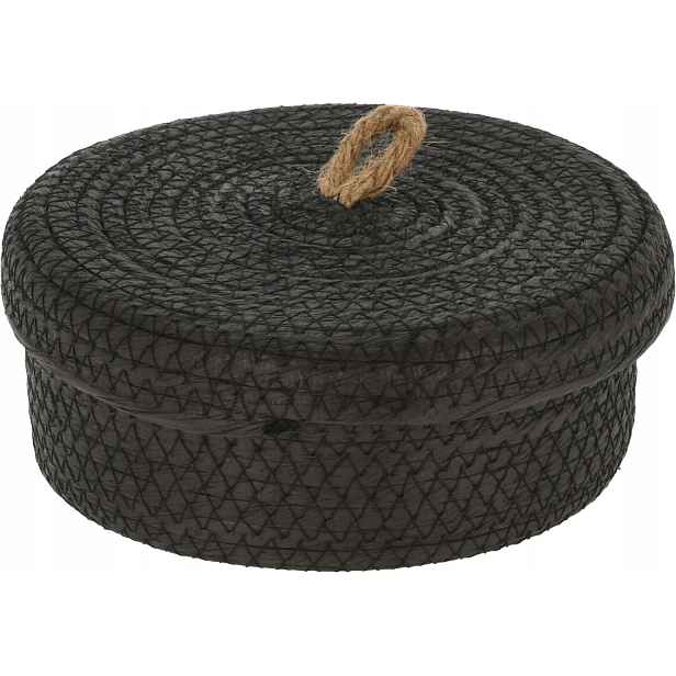 Úložný košík BlackTwist L (26×10 cm) černý, s víkem
