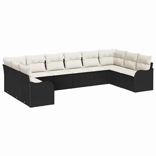 vidaXL Sada zahradních pohovek Černá 344 x 177,5 x 85 cm polyratan