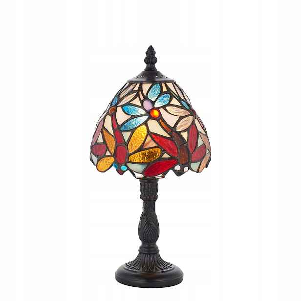 Stolní vitrážová lampa Tiffany Lorette, vícebarevná, 1xE14 40W