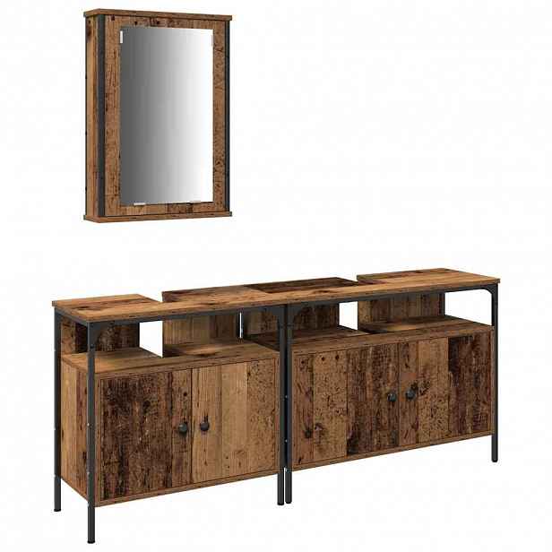 vidaXL Koupelnové umyvadlové jednotky 3 ks Hnědá 80 x 30 x 60 cm