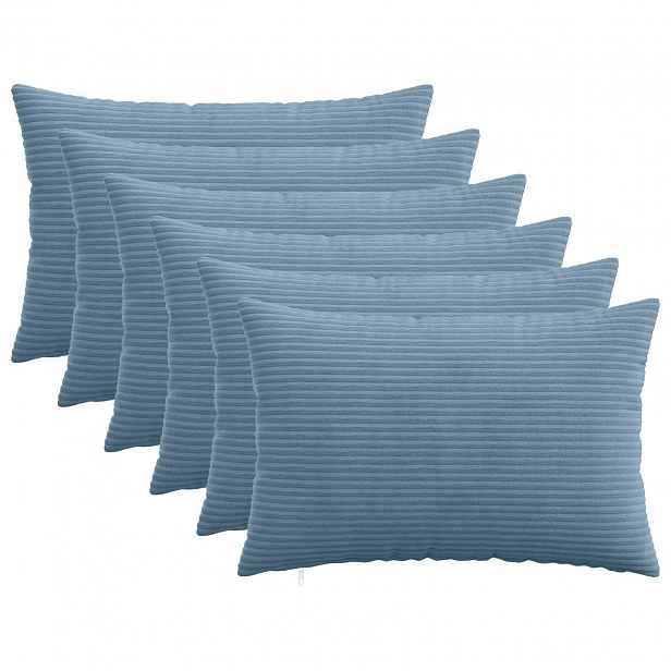 vidaXL Povlak na polštář 6 pcs HEERLEN Modrá 50 x 80 cm manšestr