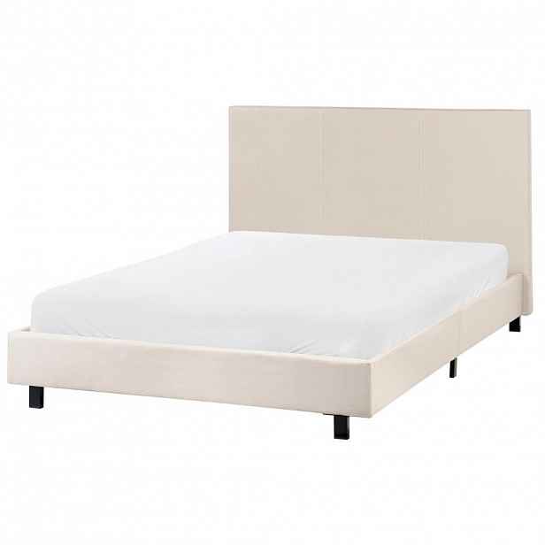 Beliani POSTEL s roštem 120/200 cm Látka Béžová Albi
