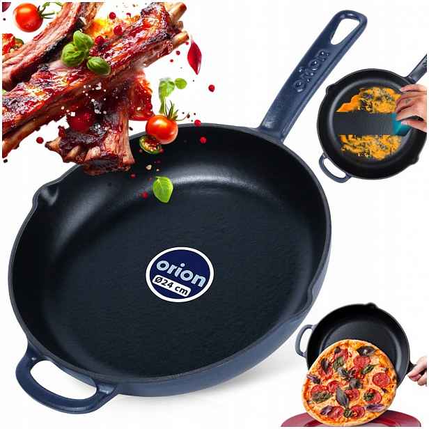 Smaltovaná Litinová pánev na plyn a indukci gril ohnisko trouby 24 cm