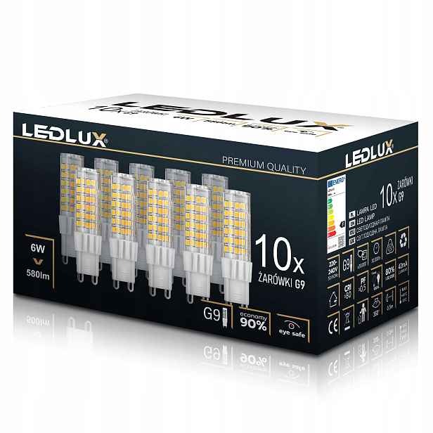 10X Led žárovka G9 6W 60W teplá neutrální studená Premium Ledlux nebliká