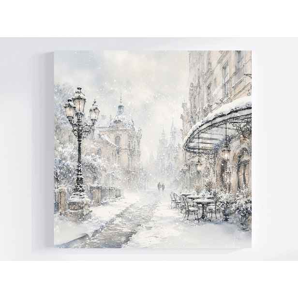 Obraz Na Plátně Canvas Město Ulice Aleja Kavárna Zima Sněhová 50x50