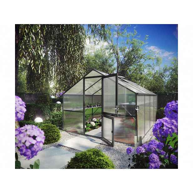 Zahradní skleník KGT Orchidee IV 4,3 x 3 m, antracit/šedá