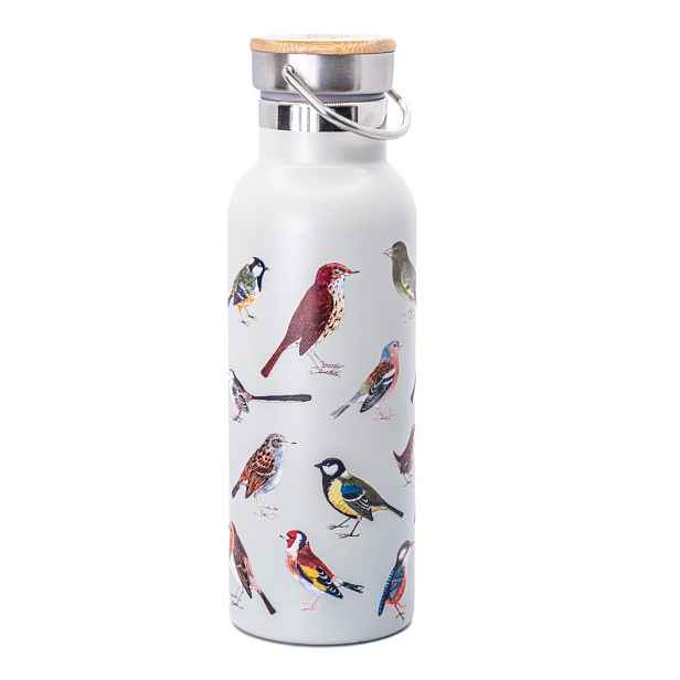 Bílá cestovní nerezová lahev 425 ml Vintage Birds – Sass & Belle