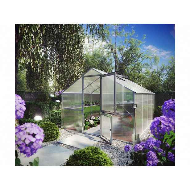 Zahradní skleník KGT Orchidee IV 4,3 x 3 m, šedá hliník
