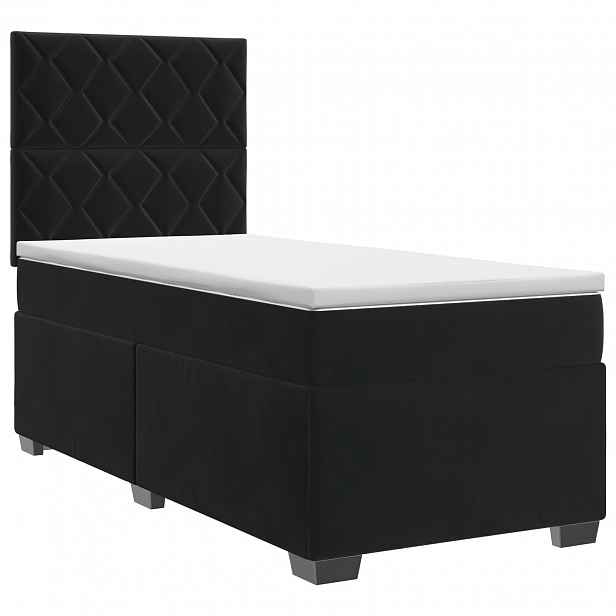 vidaXL Postel boxspring s matrací s čelo Černá 90 x 200 cm Samet