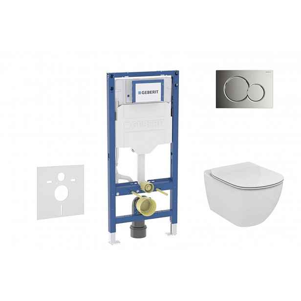 Geberit Duofix - Set předstěnové instalace, klozetu Tesi a sedátka, tlačítko Sigma01, lesklý chrom SANI11CD1117