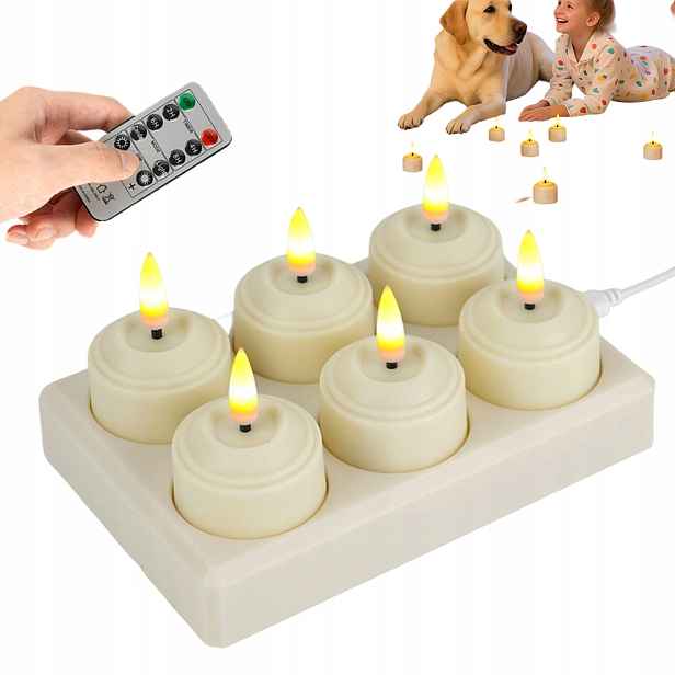 Sada 6 Kusů Voskových Led Svíček S Efektem Plamene 6 X Svíčka Vosk Časovač